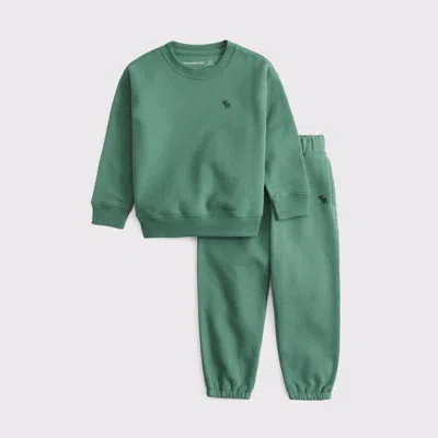 Abercrombie & Fitch Kids' Toddler Essential Icon Crew Sweatshirt Set In Green