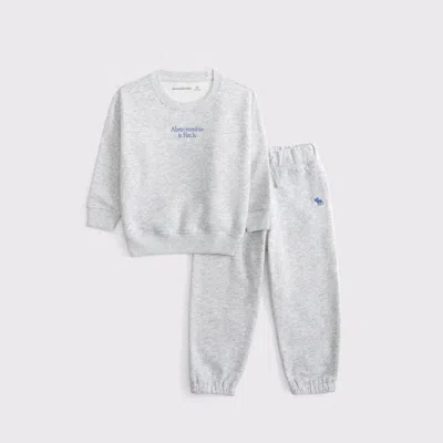 Abercrombie & Fitch Kids' Toddler Essential Logo Crew Sweatshirt Set In Gray