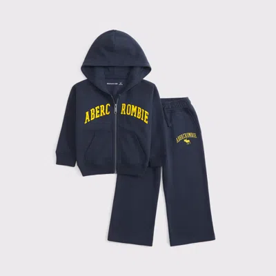 Abercrombie & Fitch Kids' Toddler Logo Full-zip Hoodie Set In Black