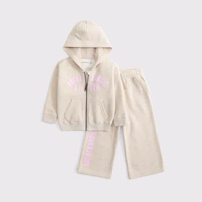 Abercrombie & Fitch Kids' Toddler Logo Full-zip Hoodie Set In Brown