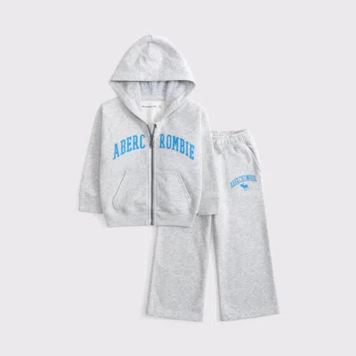 Abercrombie & Fitch Kids' Toddler Logo Full-zip Hoodie Set In Gray