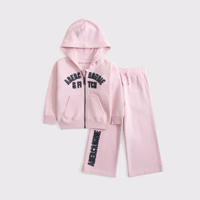 Abercrombie & Fitch Kids' Toddler Logo Full-zip Hoodie Set In Pink