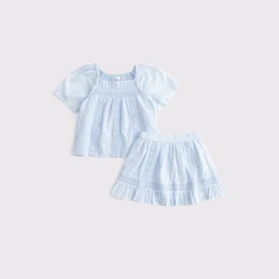 Abercrombie & Fitch Kids' Toddler Pleated Lace-trim Top And Skort Set In Blue