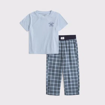 Abercrombie & Fitch Kids' Toddler Short-sleeve Flannel Sleep Set In Blue