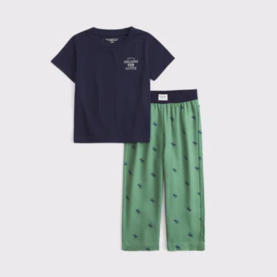 Abercrombie & Fitch Kids' Toddler Short-sleeve Flannel Sleep Set In Blue