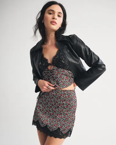Abercrombie & Fitch Ultra High Rise Lace & Satin Mini Skort In Multi