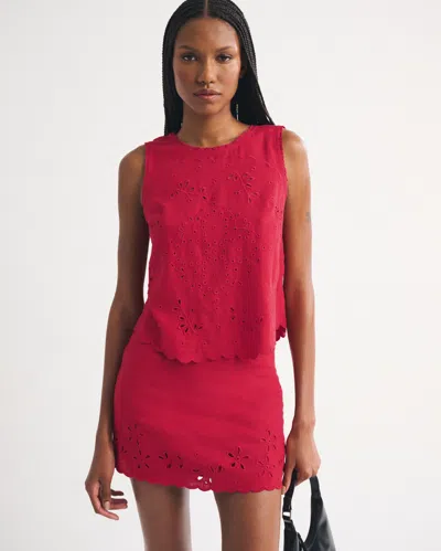 Abercrombie & Fitch Ultra High Rise Linen-blend Mini Skort In Red