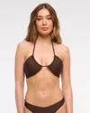 Abercrombie & Fitch Upside-down Triangle Bikini Top In Brown