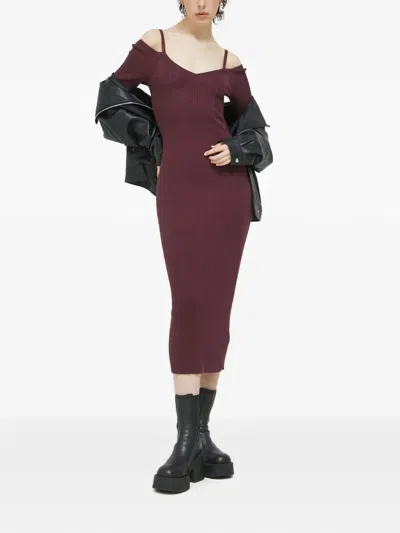 Abercrombie & Fitch V-neck Midi Dress In Burgundy