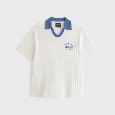 Varsity Johnny Collar Sweater Polo In White from Abercrombie & Fitch