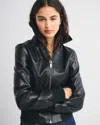 Abercrombie & Fitch Vegan Leather Shrunken Bomber Jacket In Black