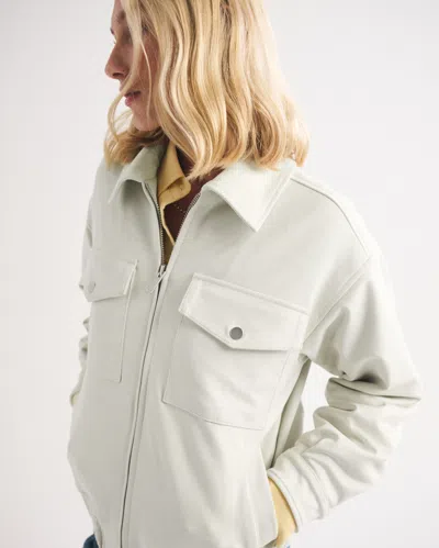 Abercrombie & Fitch Vegan Suede Bomber Jacket In White