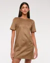 Abercrombie & Fitch Vegan Suede T-shirt Mini Dress In Brown