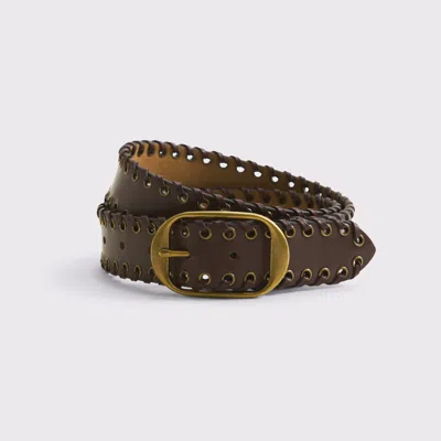 Abercrombie & Fitch Whipstitch Leather Belt In Brown
