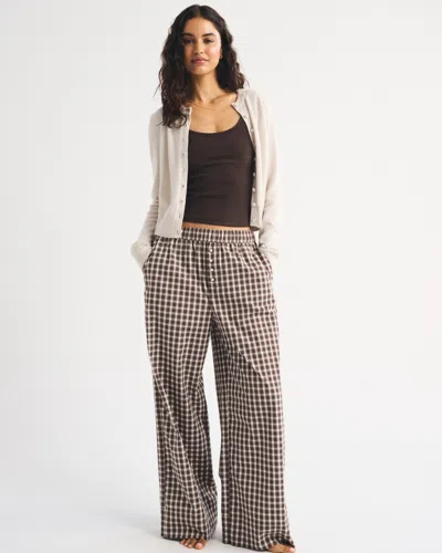 Abercrombie & Fitch Wide Leg Lounge Pant In Brown Plaid