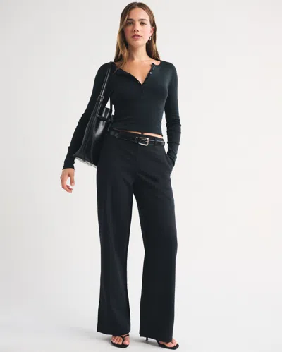 Abercrombie & Fitch Wide Leg Pull On Trouser In Black