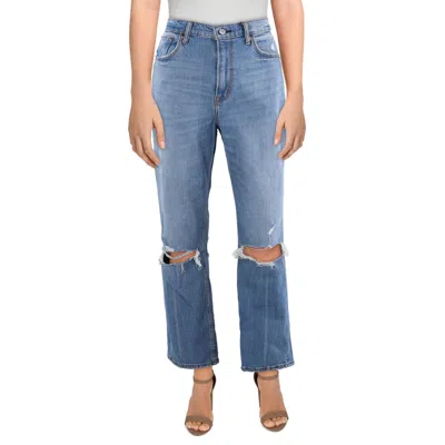 Abercrombie & Fitch Womens Distressed Denim Straight Leg Jeans