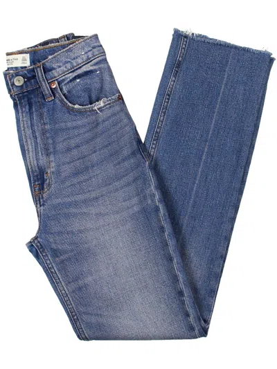Abercrombie & Fitch Womens High Rise Straight Leg Ankle Jeans In Blue