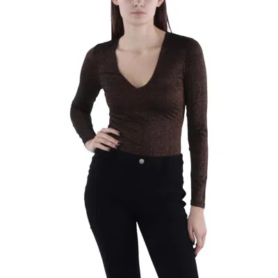 Abercrombie & Fitch Womens Metallic Thong Bodysuit In Brown