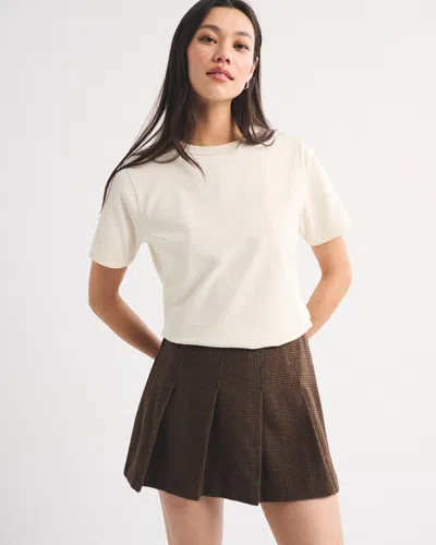 Abercrombie & Fitch Wool-blend Pleated Mini Skirt In Neutral