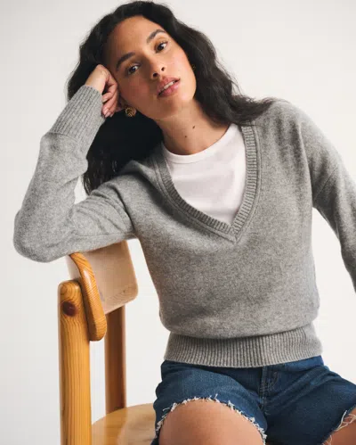 Abercrombie & Fitch Wool-blend Plunge Sweater In Gray
