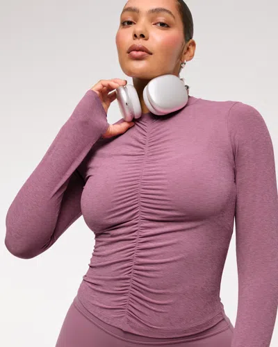 Abercrombie & Fitch Ypb Active Featherweight Long-sleeve Ruched Tee In Purple