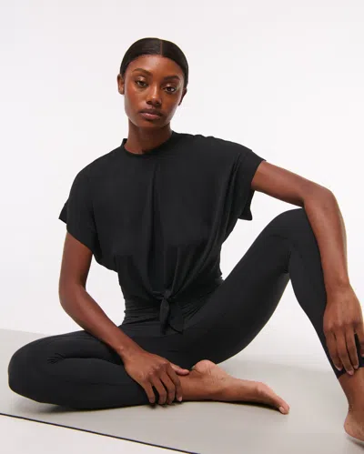 Abercrombie & Fitch Ypb Active Featherweight Tie-front Tee In Black