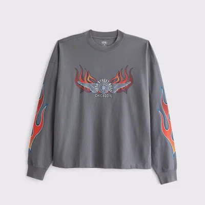 Abercrombie & Fitch Ypb Cotton-blend Pump Cover Long-sleeve Tee In Gray