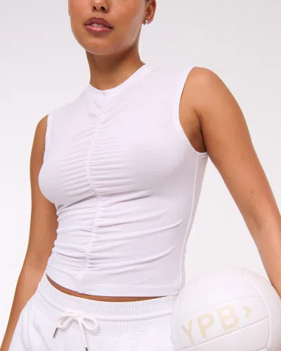 Abercrombie & Fitch Ypb Featherweight Ruched Tank In White