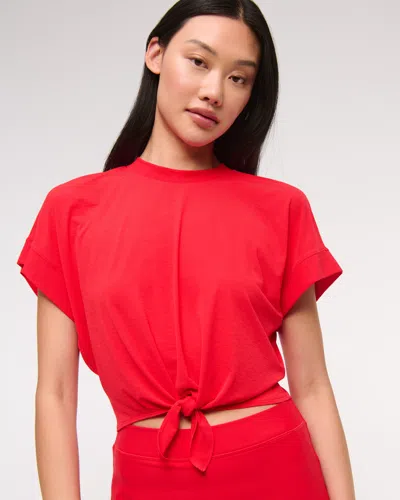 Abercrombie & Fitch Ypb Featherweight Tie-front Tee In Red