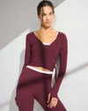 Abercrombie & Fitch Ypb Long-sleeve Mesh Wrap Top In Burgundy