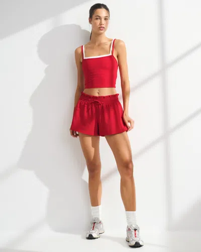 Abercrombie & Fitch Ypb Motiontek High Rise Lined Running Short In Red