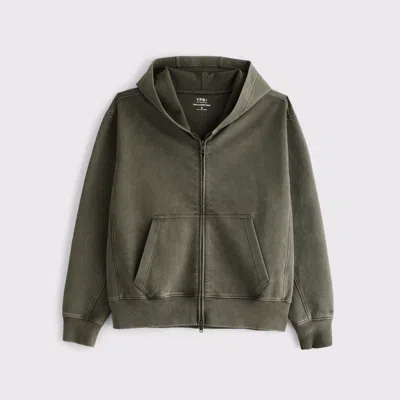Abercrombie & Fitch Ypb Neoknit Max Full-zip Hoodie In Green