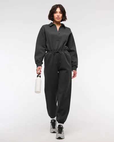 Abercrombie & Fitch Ypb Neoknit Max Polo Jumpsuit In Black