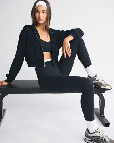 Abercrombie & Fitch Ypb On The Go 6am Full-zip Hoodie In Black