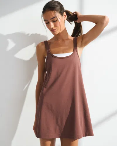 Abercrombie & Fitch Ypb On The Go Double-layered Mini Dress In Brown