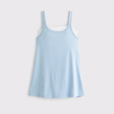 Abercrombie & Fitch Ypb On The Go Double-layered Mini Dress In Blue