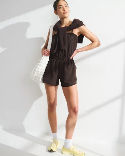 Abercrombie & Fitch Ypb On The Go Seersucker Romper In Brown