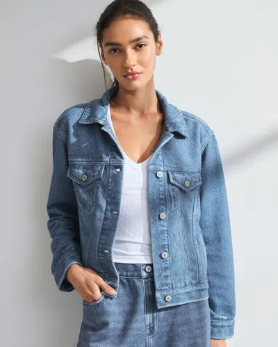 Abercrombie & Fitch Ypb On The Go Travel Terry Trucker Jacket In Blue