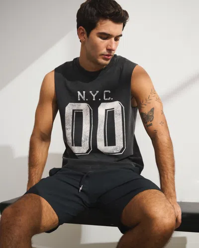 Abercrombie & Fitch Ypb Performance Cotton-blend Muscle Tank In Black