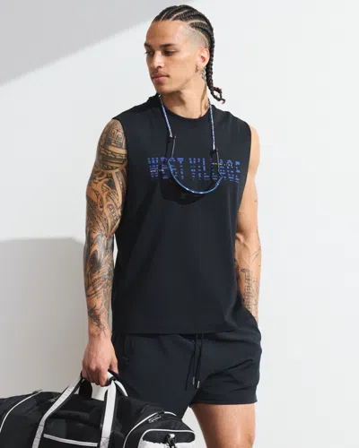 Abercrombie & Fitch Ypb Performance Cotton-blend Muscle Tank In Black