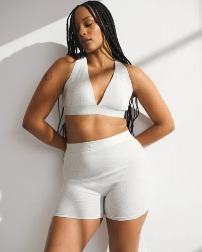 Abercrombie & Fitch Ypb Restore Rib Triangle Bra In Gray