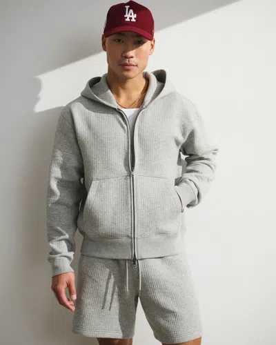 Abercrombie & Fitch Ypb Restore Ribbed Full-zip In Gray