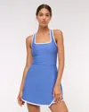 Abercrombie & Fitch Ypb Sculptlux Cross-back Mini Dress In Blue