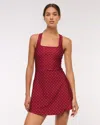 Abercrombie & Fitch Ypb Sculptlux Cross-back Mini Dress In Red