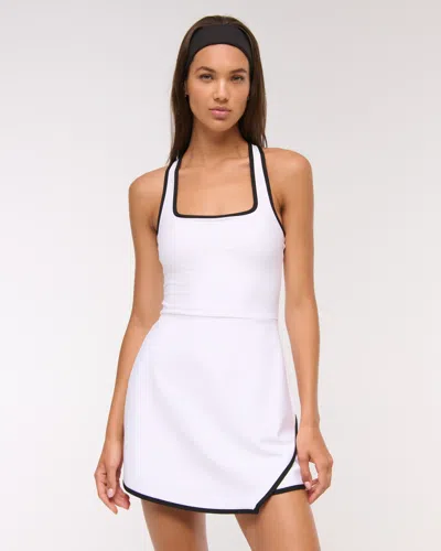 Abercrombie & Fitch Ypb Sculptlux Cross-back Mini Dress In White