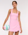 Abercrombie & Fitch Ypb Sculptlux Cross-back Mini Dress In Pink