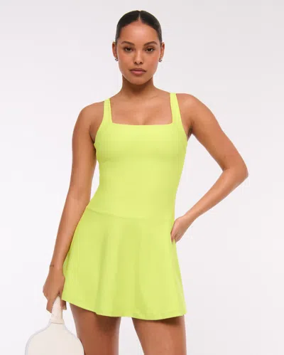 Abercrombie & Fitch Ypb Sculptlux Drop-waist Mini Dress In Yellow