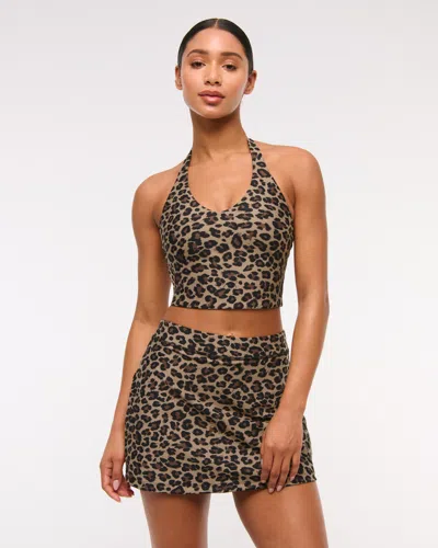 Abercrombie & Fitch Ypb Sculptlux Halter Tank In Animal Print