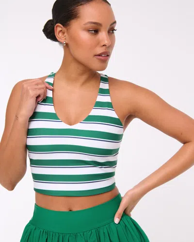 Abercrombie & Fitch Ypb Sculptlux Racerback V-neck Tank In Green